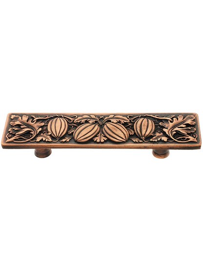 Autumn Squash Drawer Pull - 3 inch Center to Center in Antique Copper.